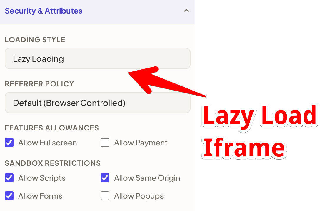 how to use iframe creator lazy load style
